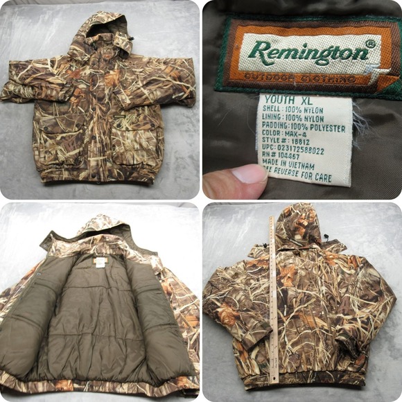 Remington Jacket Youth XL Brown Camo Insulated Waterproof Full Zip Hunting - Picture 1 of 12